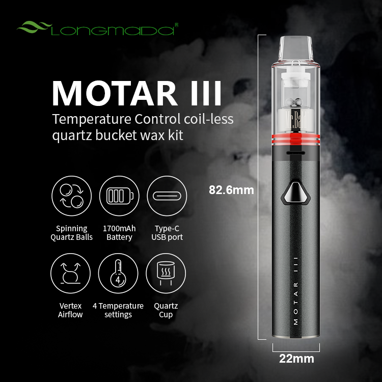 LONGMADA MOTAR 3 Vape Kit, MOTAR 3 Atomizer and Battery Set for Wax and Herb