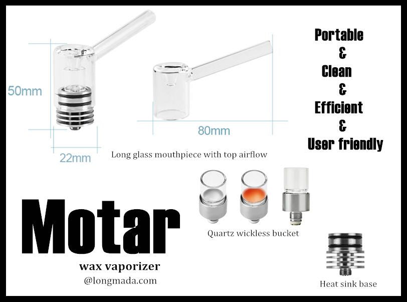 LONGMADA Motar 1 Atomizer & 2 Coils, Glass Mouthpiece With Vaporizor for Wax and Herb (1 Pcs)