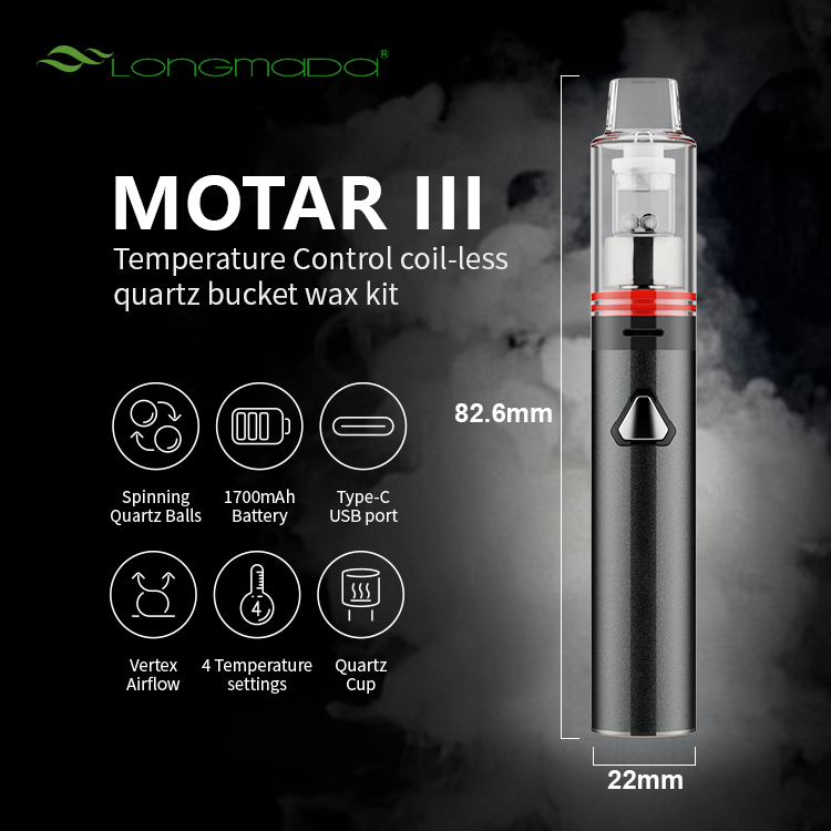 LONGMADA Motar 3 Atomizer, Glass Mouthpiece With Vaporizor for Wax and Herb (1 Pcs)