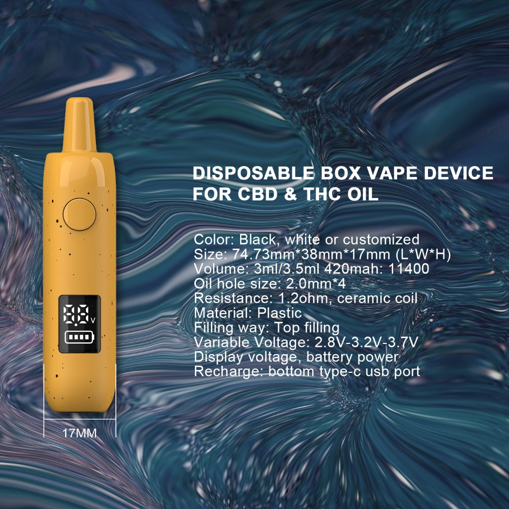 Longmada 3mL CBD Vape with Smart Screen Display, Yellow (5 Pcs)