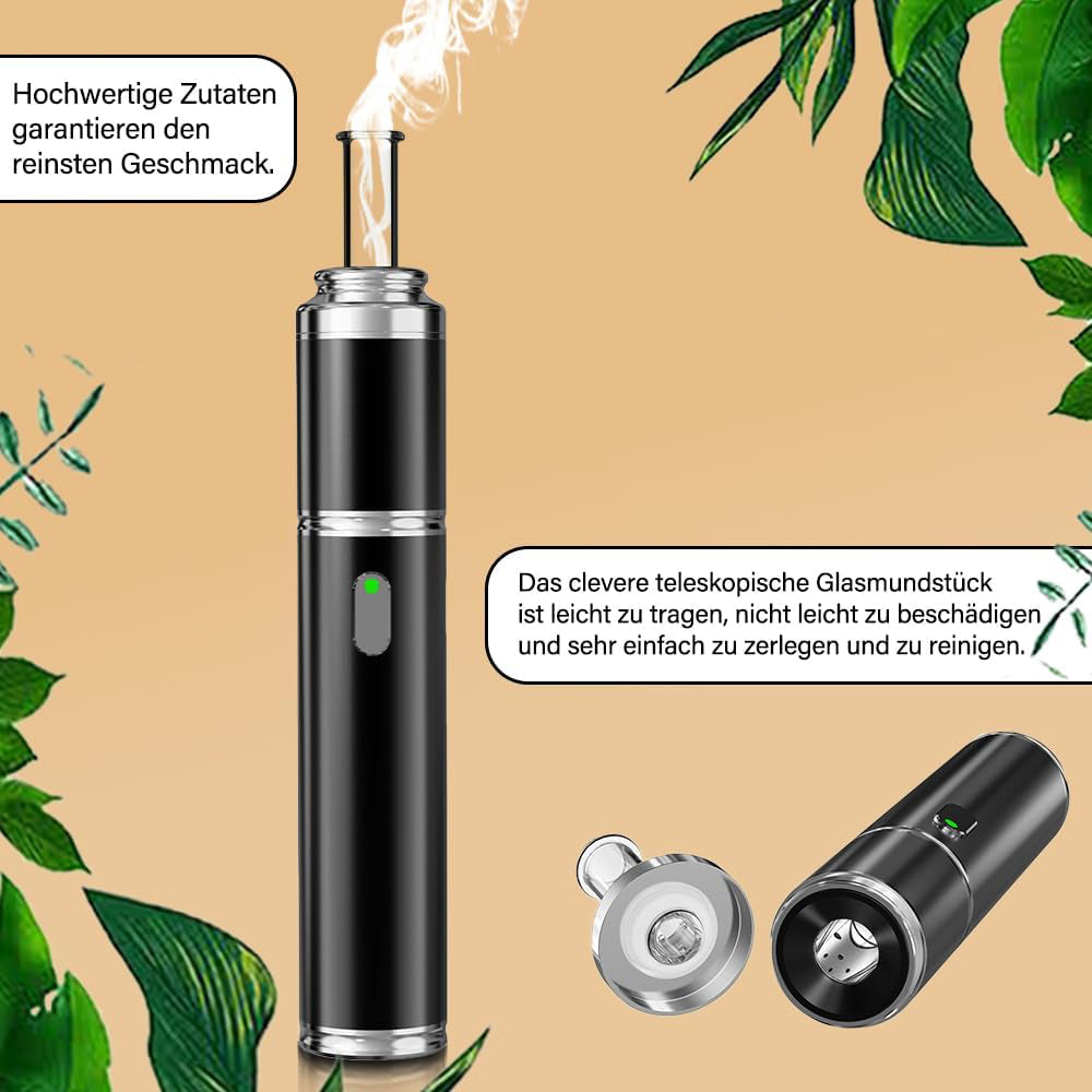 Longmada EX-PEN Vaporizer, Dry Herb Vaporizer, Herb Evaporator, Easy to Clean, Glass Heating Chamber for Herb Rooms, Extendable Glass Mouthpiece, Convection, with Instructions, Compact