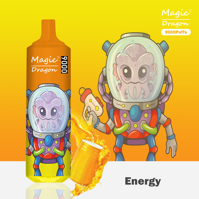 KOMODO Magic Dragon 9000 Puffs Disposable Vape Kit Mesh Coil, Multiple Flavors (5 Packs)