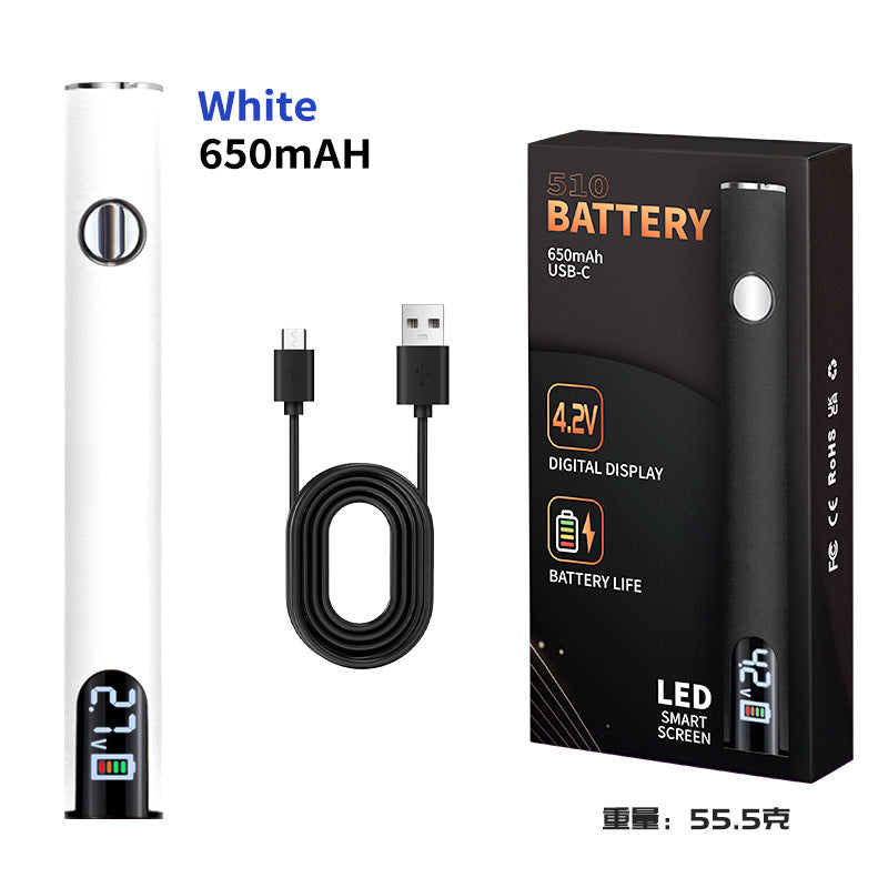 Longmada 14mm Battery with LED Display, 650 mAh, 510 Thread